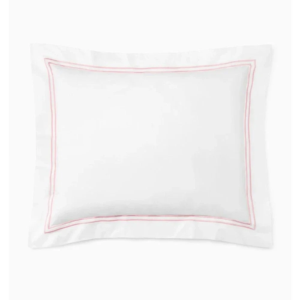 SFERRA Grande Hotel Standard Sham White/Pink Egyptian Cotton Italy 21x26